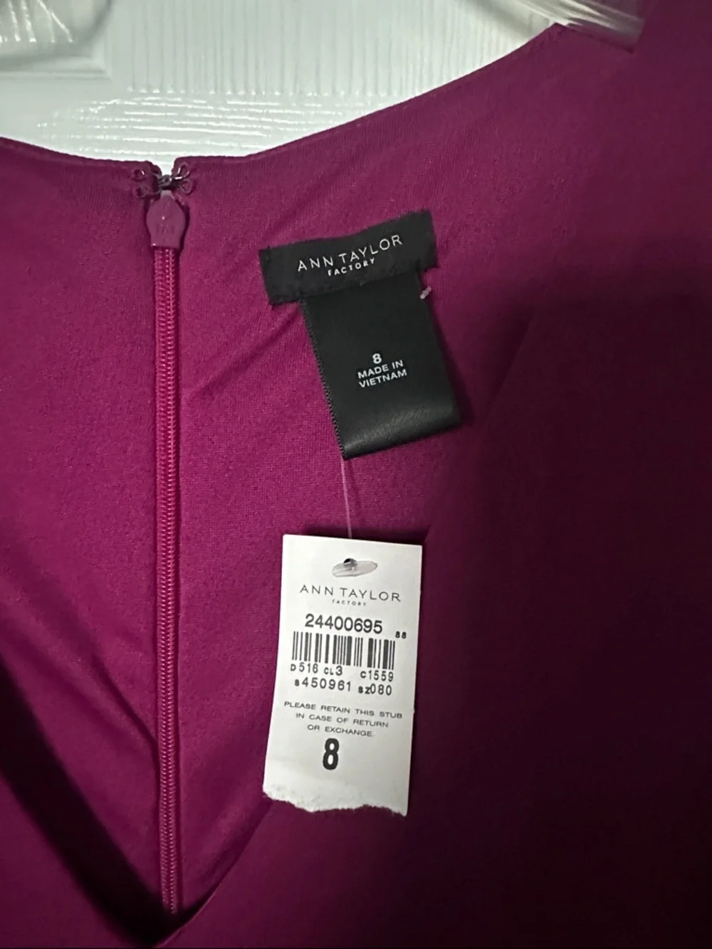 Ann Taylor Factory Magenta Sleeveless V-Neck Midi Dress - Picture 2 of 7